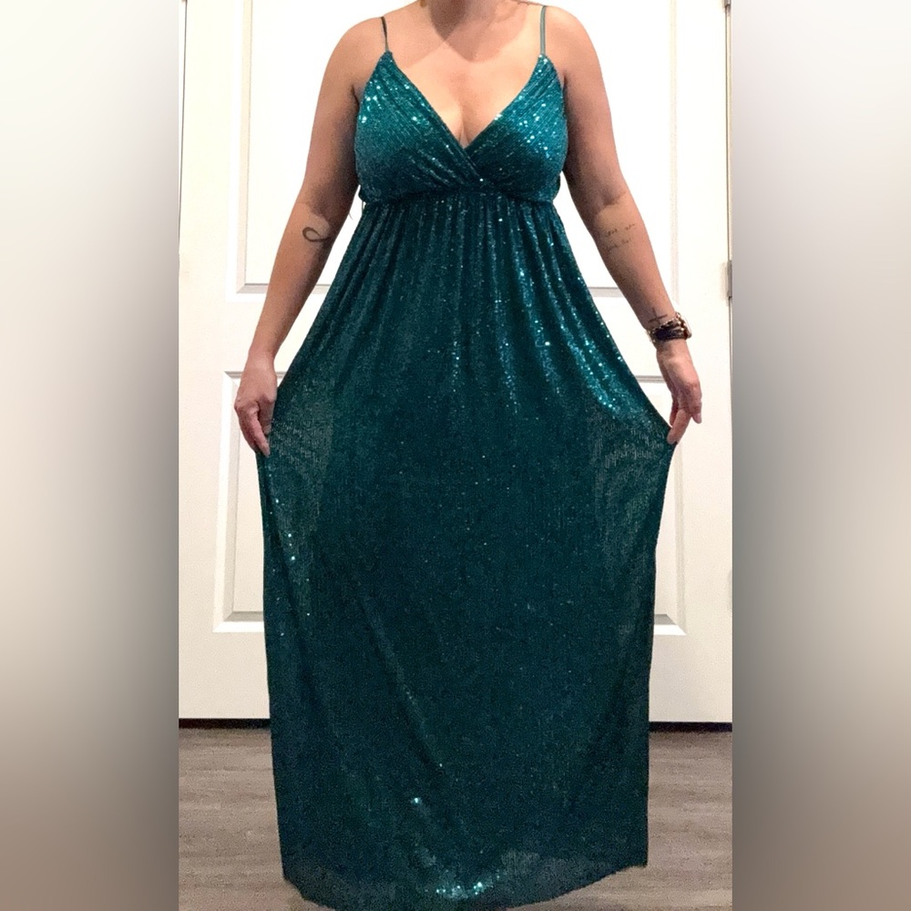 Holiday Teal sequin dress
